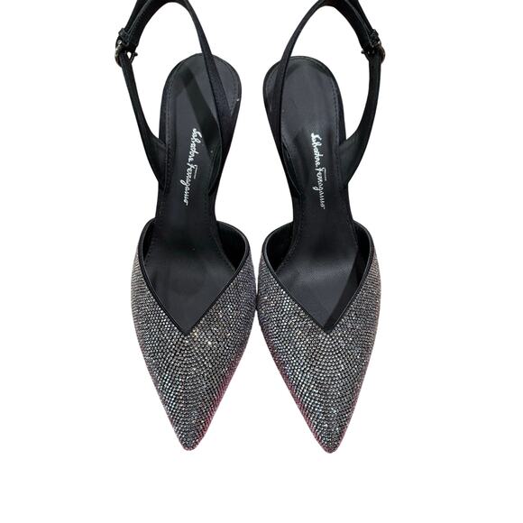 Salvatore Ferragamo Ileen 70 Crystal-Embellished Slingback Pumps sz. 7B - Picture 7 of 12